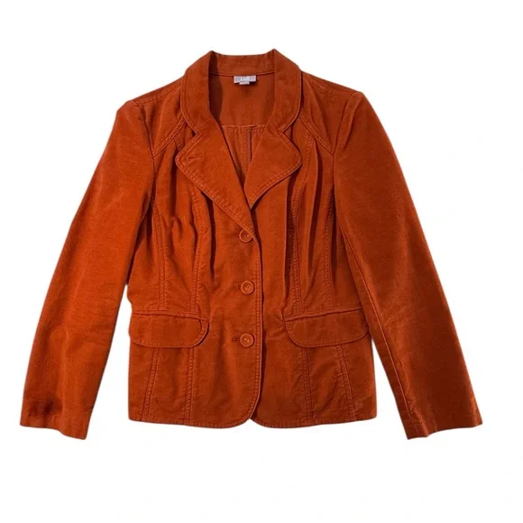 J. JILL Women’s Brushed Cotton Burnt Orange Blazer Jacket Size 4 Earthy Fall - Picture 3 of 11